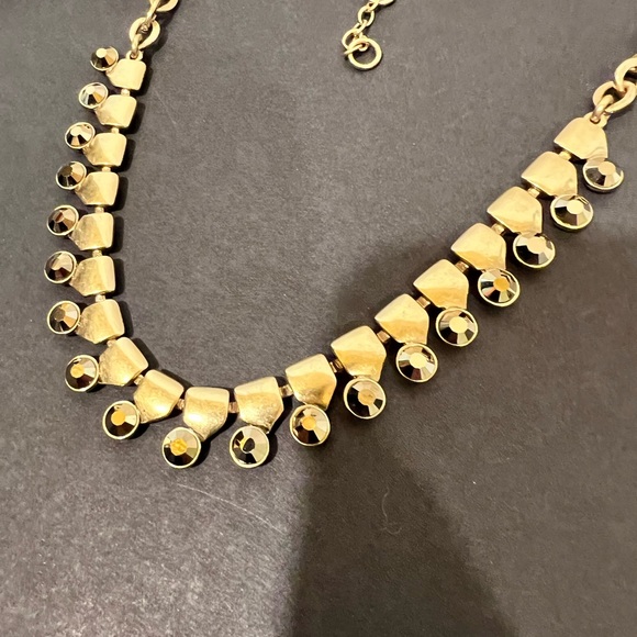 J Crew Gold & Topaz stone statement necklace NWT - Picture 2 of 4